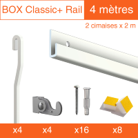 Cimaise Box Artiteq Classic+ PREMIUM Blanc laqu - 4 mtres - Kit accrochage tableau