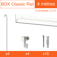 Cimaise Box Artiteq Classic CO Blanc + tiges - 4 mtres - Kit accrochage tableau