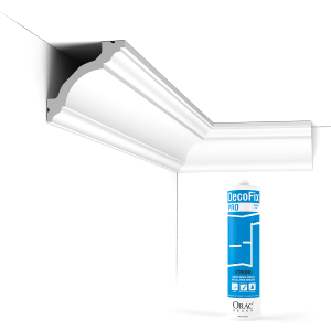 Pack 10 mètres Corniches Plafond C213 avec colle - Orac x Cimaises-et-plus - 8x8x200cm (h x p x L) - moulure décorative polyuréthane