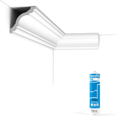 Pack 10 mètres Corniches Plafond CX123 avec colle - Orac x Cimaises-et-plus - 8 x 8 x 200cm (h x p x L) - moulure décorative polymère