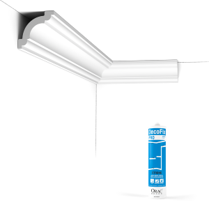 Pack 10 mètres Corniches Plafond CX124 avec colle - Orac x Cimaises-et-plus - 4,9x4,9x200cm (h x p x L) - moulure décorative polymère