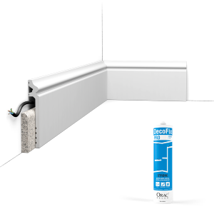 Pack 10 mètres Plinthe de rénovation SX186 avec colle - Orac x Cimaises-et-plus  - 13,8 x 2,2 x 200cm (h x p x L) - surplinthe décorative polymère