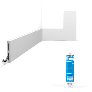 Pack 10 mètres Plinthes SX163 avec colle - Orac x Cimaises-et-plus - 10 x 1,3 x 200cm (h x p x L) - plinthe décorative polymère