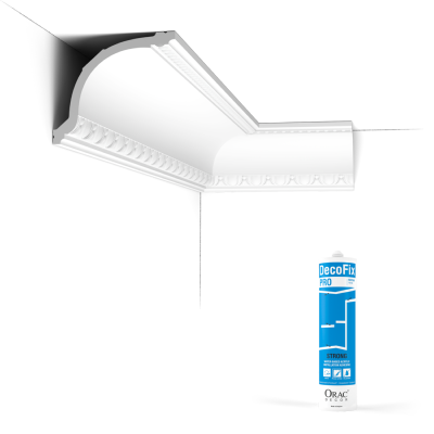 Pack 10 mètres Corniches Plafond C216 avec colle - Orac x Cimaises-et-plus - 11,5x13,5x200cm (h x p x L) - moulure décorative polyuréthane