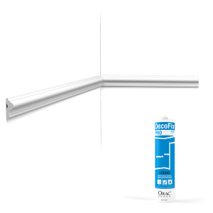 Pack 10 mètres Cimaise murale PX201 avec colle - Orac x Cimaises-et-plus - 2,5 x 0,8 x 200cm (h x p x L) - moulure décorative polymère