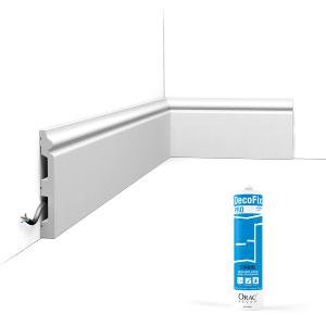 Pack 10 mètres Plinthes SX118 avec colle - Orac x Cimaises-et-plus - 14 x 1,8 x 200cm (h x p x L) - plinthe décorative polymère