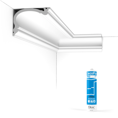 Pack 10 mètres Corniches Plafond C341 avec colle - Orac x Cimaises-et-plus - 8.8 x 12.2 x200cm (h x p x L) - moulure décorative polyuréthane