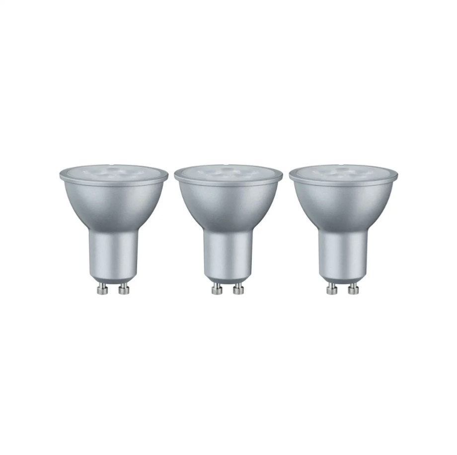 Pack de 3 ampoules chrome mate 6,5W LED GU10 425 lm- Paulmann