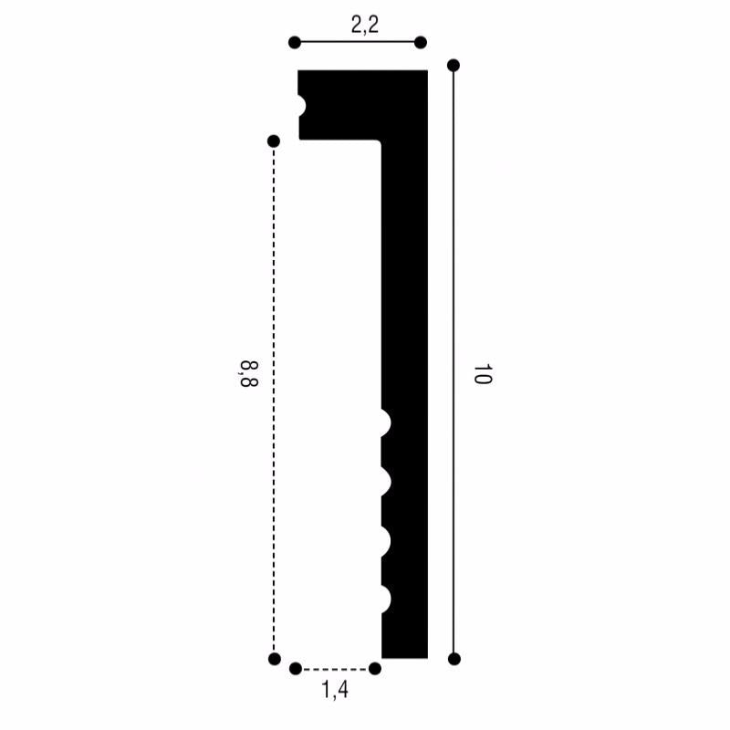 SX171 Plinthe de rénovation Orac Decor - 10x2,2x200cm (h x p x L) - surplinthe décorative polymère