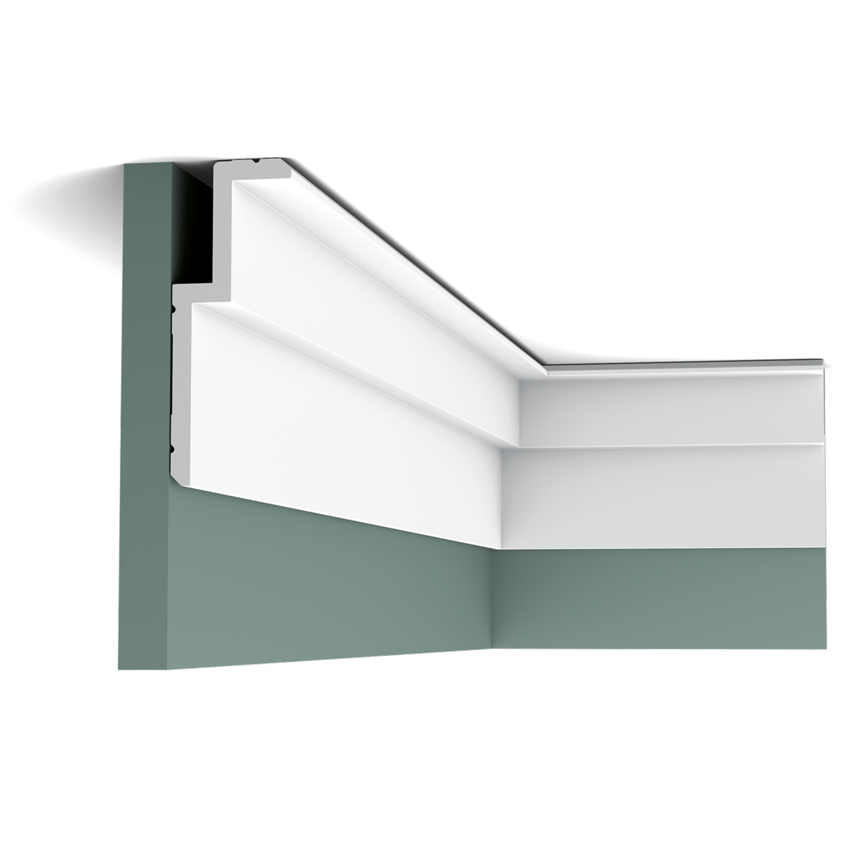 C391 Corniche pour éclairage indirect et cache tringle à rideau - 6x16x200cm (h x p x L) - moulure décorative polyuréthane