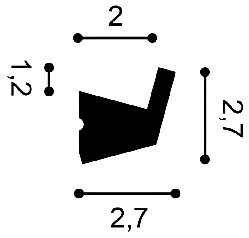 Echantillon CX189 Corniche pour éclairage indirect Orac Decor - 2,7x2,7x10cm (h x p x L) - moulure décorative polymère