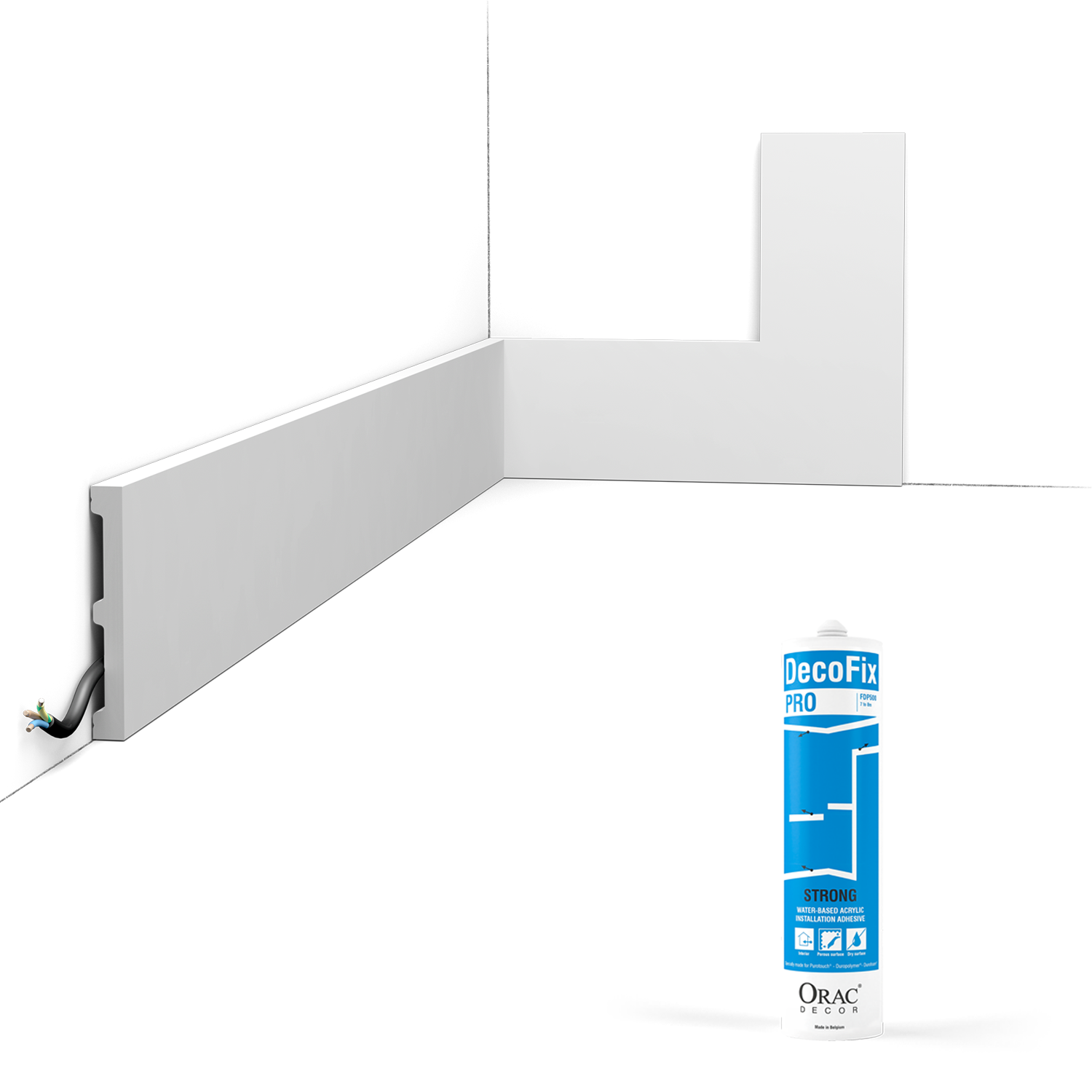 Pack 10 mètres Plinthes SX163 avec colle - Orac x Cimaises-et-plus - 10 x 1,3 x