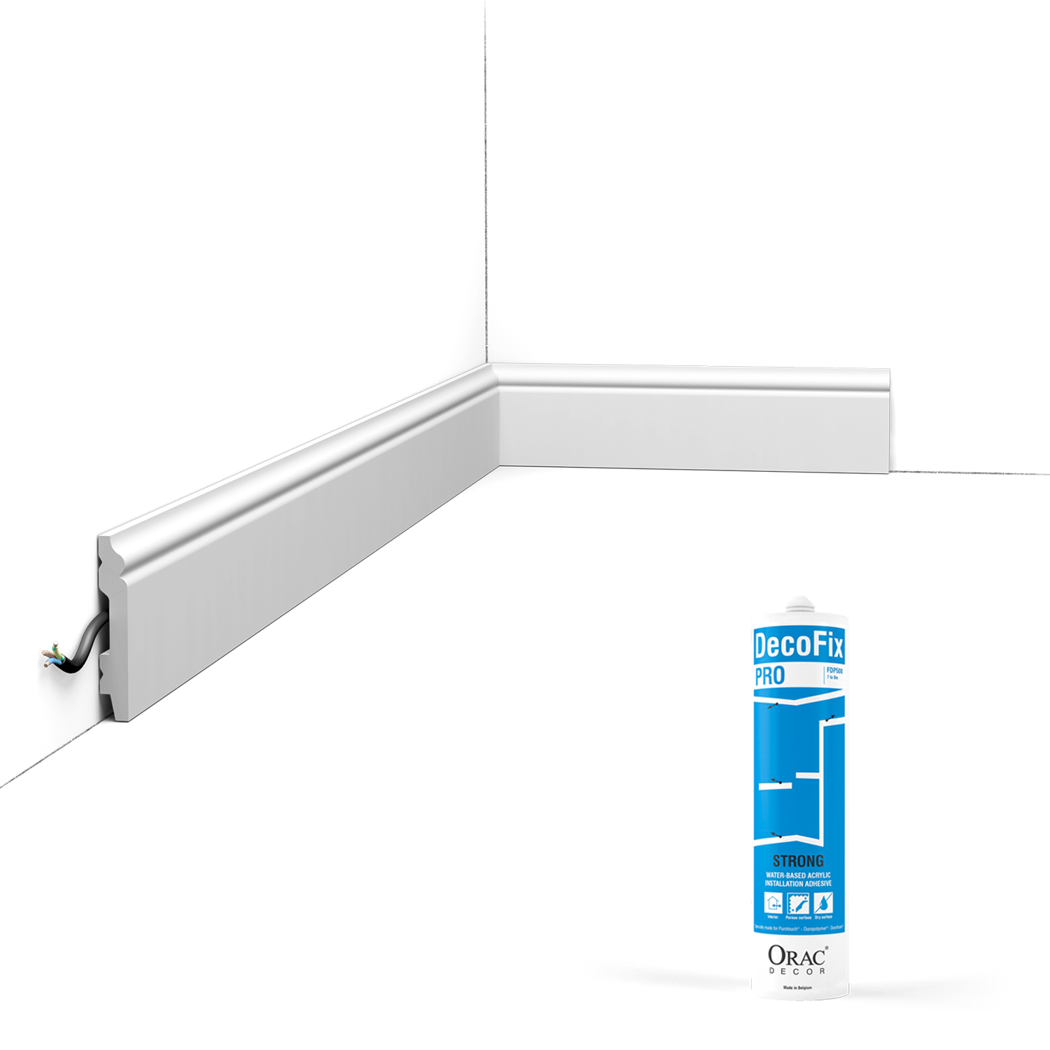 Pack 10 mètres Plinthes SX165 avec colle - Orac x Cimaises-et-plus - 7 x 1,0 x 2