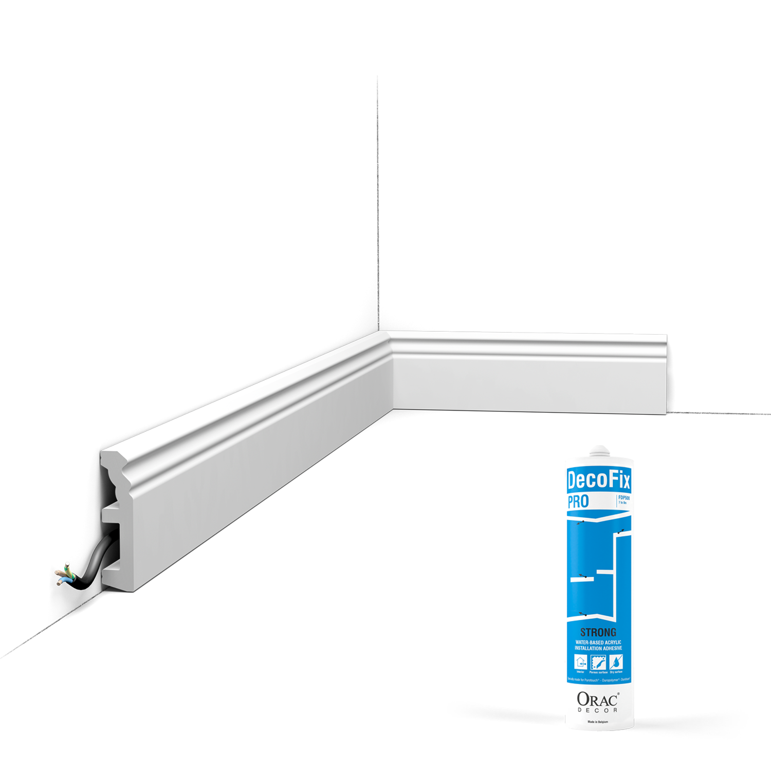 Pack 10 mètres Plinthes SX195 avec colle - Orac x Cimaises-et-plus - 8 x 1,9 x20