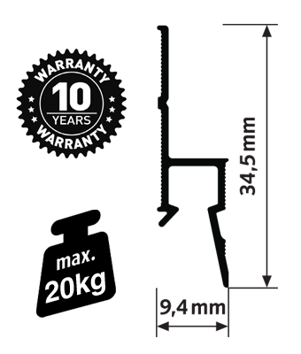 Cimaise Deco Rail 200 cm + vis & chevilles multimatériaux - Cimaise Tableau Artiteq